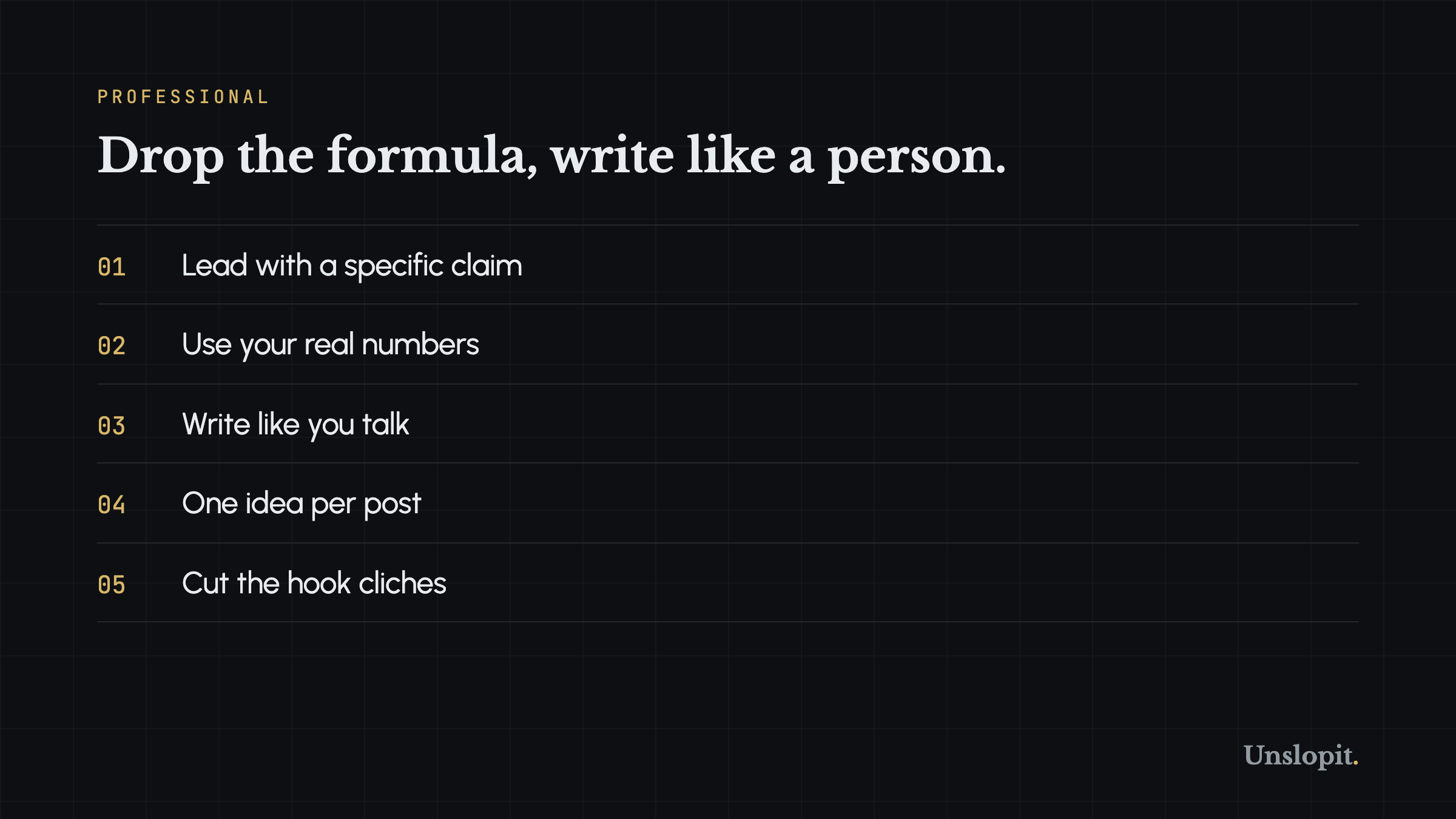 Card contrasting the AI LinkedIn formula with the human alternative